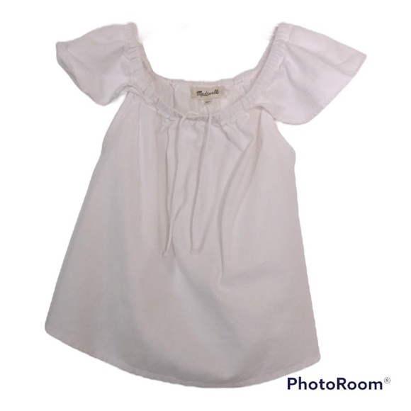 MADEWELL WHITE OFF THE SHOULDER SUMMER BLOUSE SIZE XXS - Picture 2 of 3